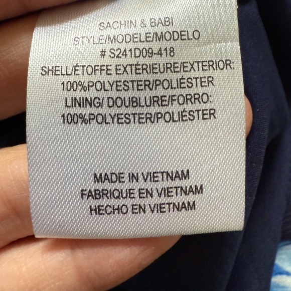 SACHIN + BABI Kayla Crinkle Georgette Floral‎ Gown Blue Bow Maxi Coquette 10 - Picture 8 of 9